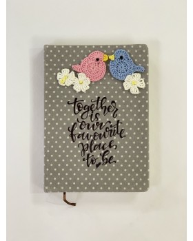 Diary with Crochet Embellished Birds and Flowers